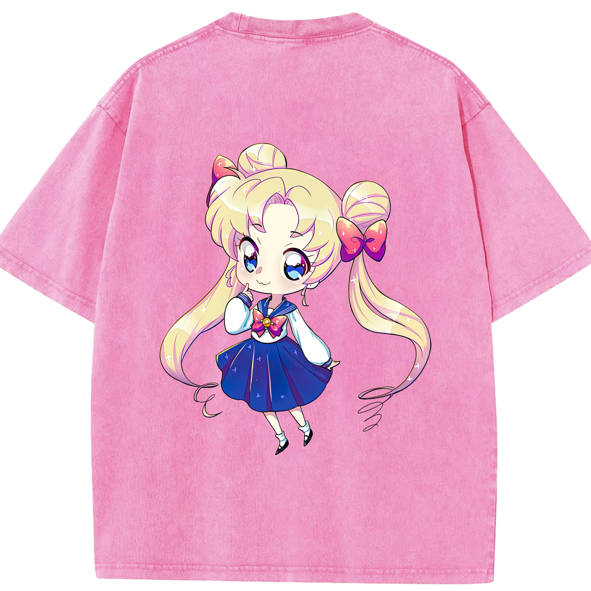 （画像用） 美少女戦士セーラームーン 月野 うさぎ つきの うさぎ Sailor Moon Tsukino Usagi 綿100% ヴィンテージ風 半袖Tシャツ（背面プリント）